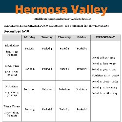 Hermosa Valley P/T Conferences 6-8 Block Schedule